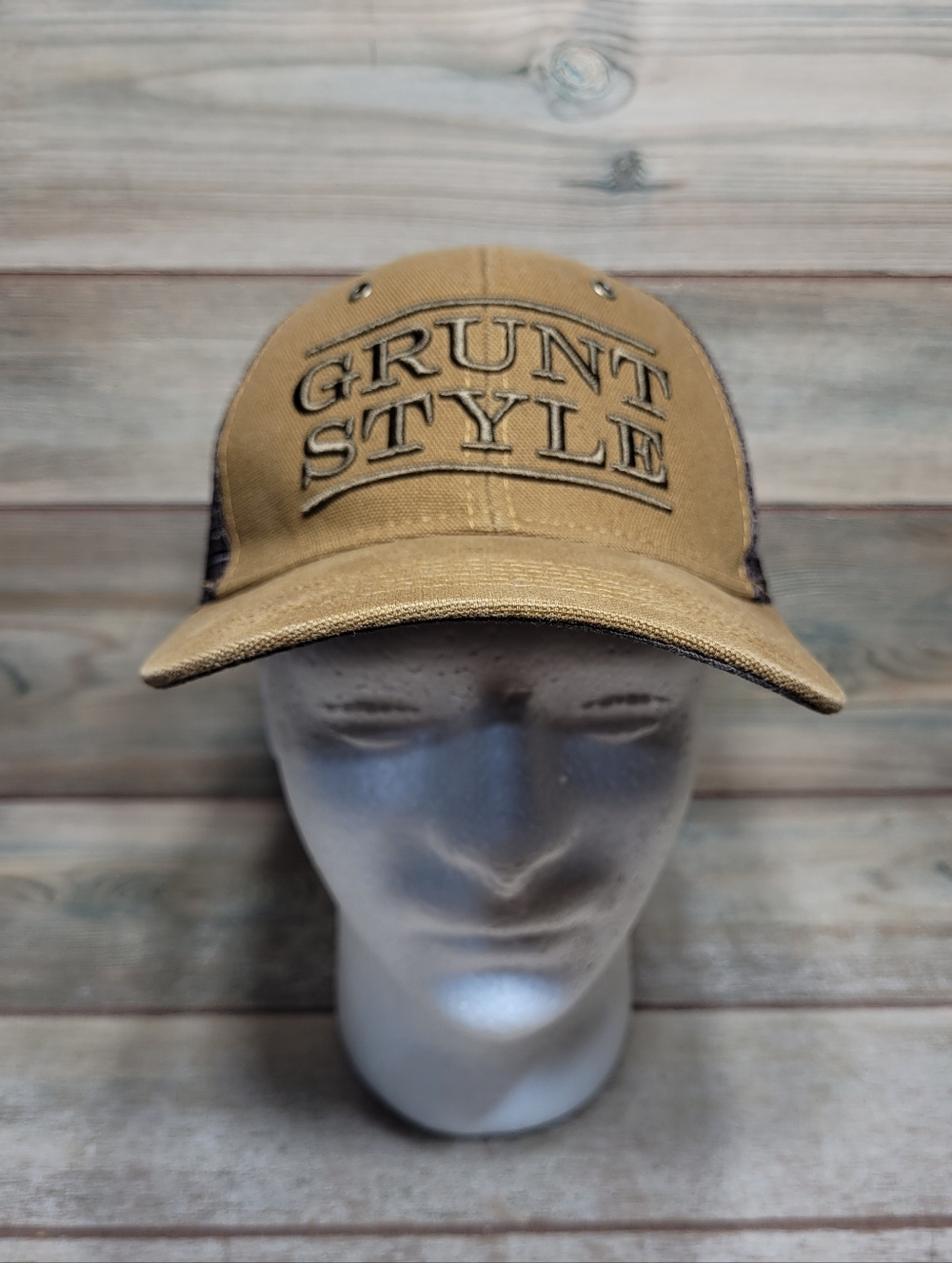 Grunt Style Brown Canvas Front Mesh Style Back Snapback Hat